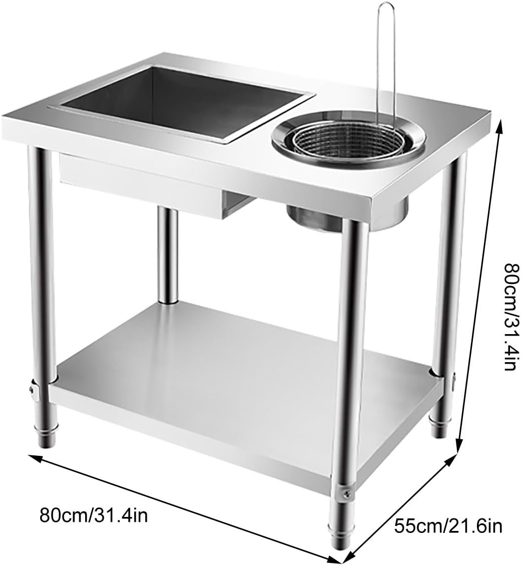 Versatile Breading Table Fried Food Prep Station Stainless Steel Commercial Kitchen Prep & Work Table Stainless Steel Breading Station for Various Food Outlets