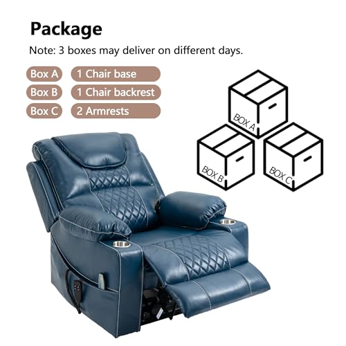 Power Lift Chair Lay Flat Recliner Infinite Position Electric Dual Motor Stand Up Lift Chair with Massage and Heat for Adults,Heavy Duty Recliners with 2 Remote Controls and Two Cup Holders