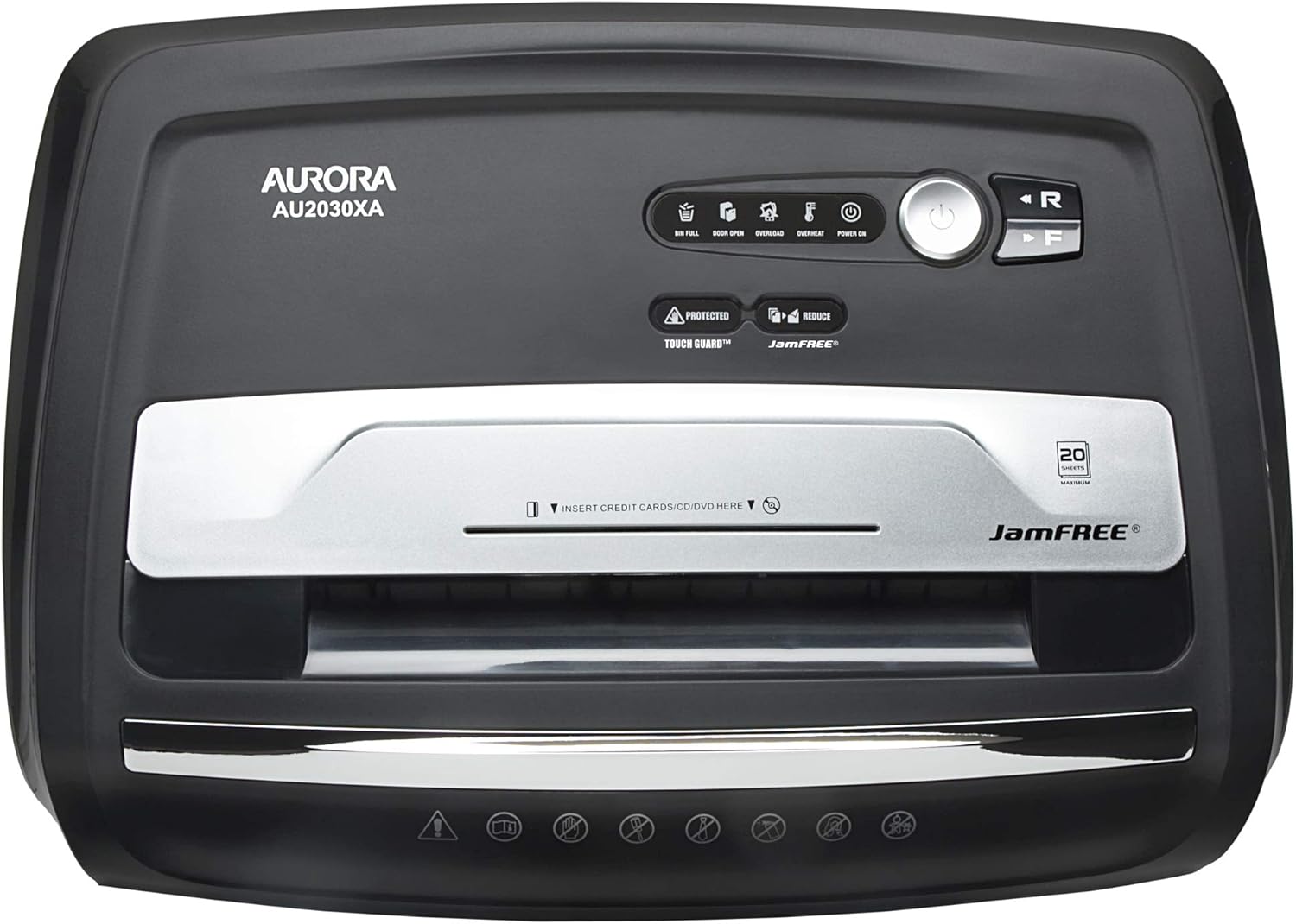 Aurora JamFree AU2030XA 20-Sheet Crosscut-Cut Paper / CD / Credit Card Shredder/ 60 Minutes Continuous Run Time