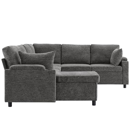 Oversized U-Shaped Sectional Sofa Couch Plush Corduroy Upholstered Modular Deep Seat Sofa&Couch Sectional W/Right Facing Chaise Lounge and 7 Toss Pillows for Home Apartment Living Room Furniture Sets