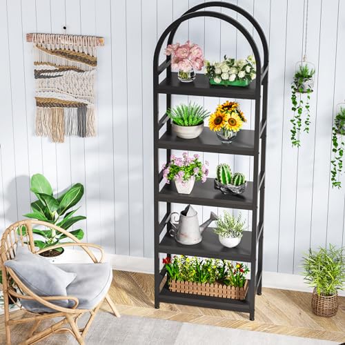 Tribesigns 4-Tier Open Bookshelf, 71" Modern Arched Bookcase Storage Shelves with Metal Frame, Freestanding Storage Rack Tall Standing Bookshelves for Bedroom, Living Room, Home Office