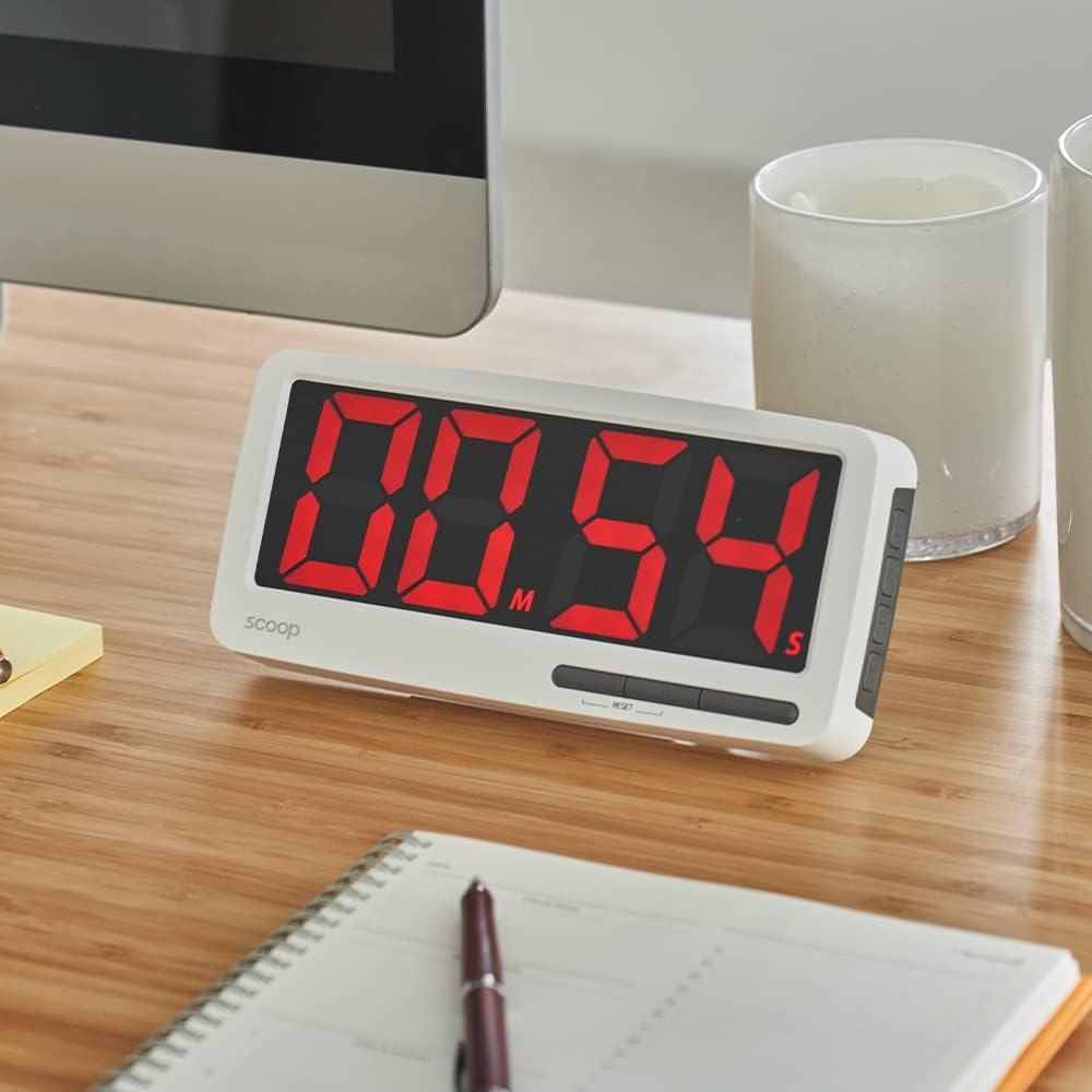 i-Scream LED Big Timer - 7.3" Extra Large Display Digital Timer with 3 Brightness and Volume Levels, Battery Powered Magnetic Countdown Timer for Kitchen, Cooking, Classroom, Kids and Teachers Pack of 2