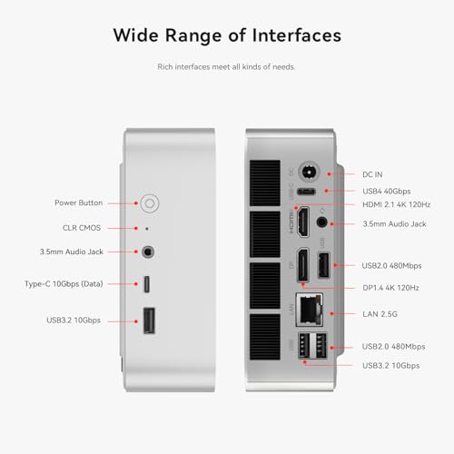 Beelink Mini PC EQR5 5825U AMD Ryzen 7 Processor(8C/16T, up to 4.5GHz), Micro Computer 16GB DDR4 500GB SSD Built-in PSU, Mini Computers Dual HDMI/4K 60Hz/WiFi6/BT5.2 Home/Office/HTPC