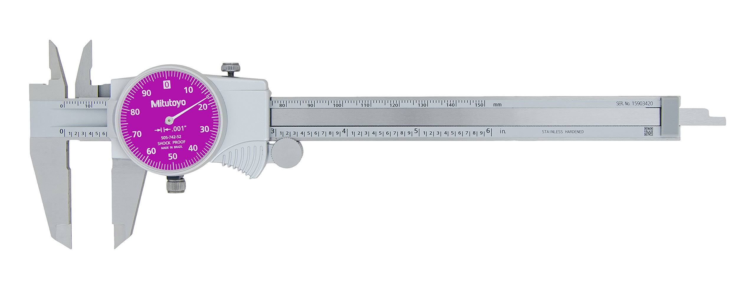 Mitutoyo 505-742-52 Dial Caliper,purple,0-6x22 Caliper Range