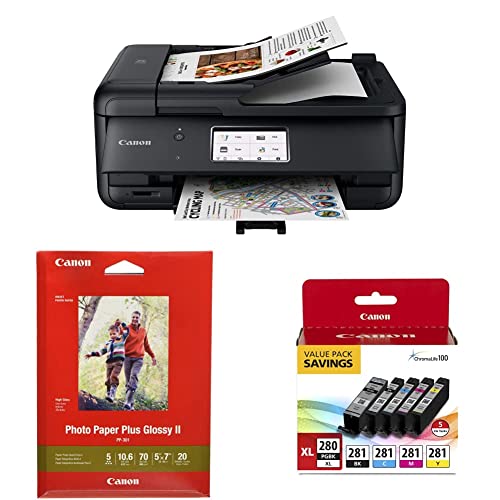 Canon PIXMA TR8620a - All-in-One Printer Home Office|Copier|Scanner|Fax|Auto Document Feeder | Photo, Document | Airprint (R), Android, Black, Works with Alexa