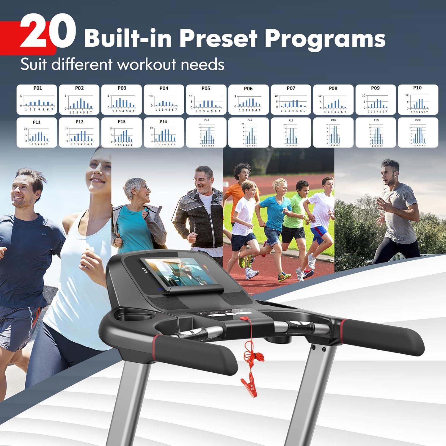 GYMAX Foldable Treadmill, 4.75HP Folding Treadmill with 15% Auto Incline, App Control, Bluetooth Speaker & Pules Sensor, Portable Self-Standing Treadmill with Incline for Home Gym