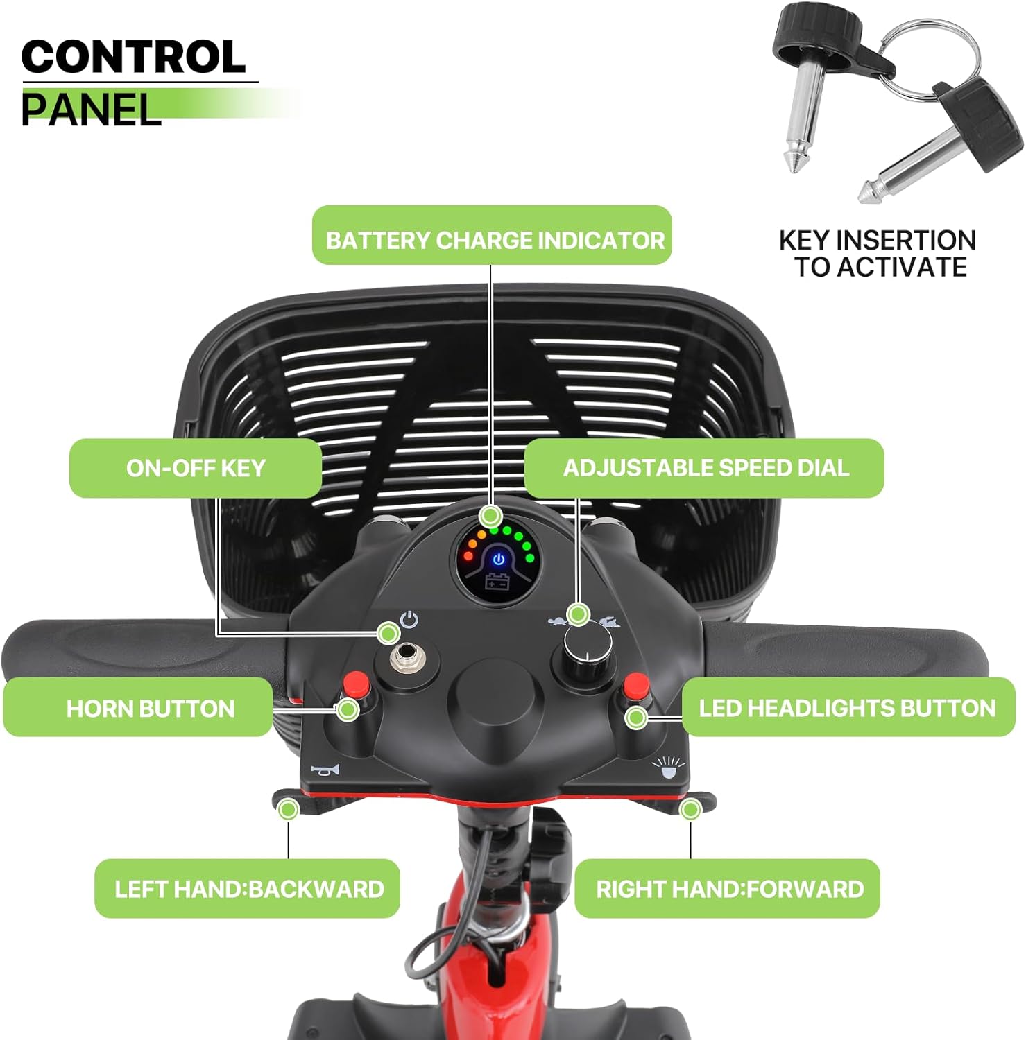 Magshion 3-Wheel Folding Mobility Scooter for Adults Foldable Heavy-Duty All-Terrain Electric Powered Mobility Scooter for Seniors