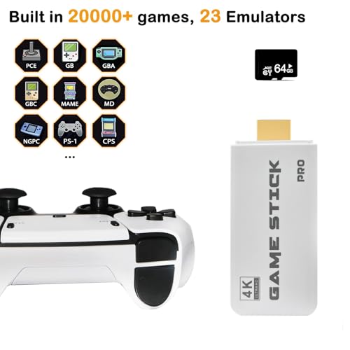 Wireless Retro Game Console Classic Plug and Play Retro Gaming Console with Built-in 23 Emulators 20000+ Games, 4K HDMI Output & 2.4G Wireless Controller Gamepad, Gifts for Christmas