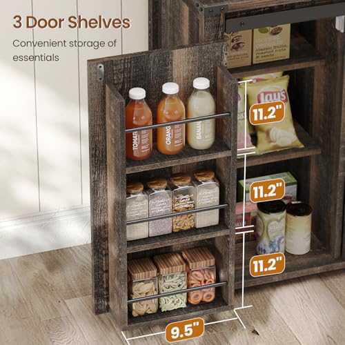 Kitchen Pantry Cabinet, Farmhouse Kitchen Cabinet with Drawer, Sliding Barn Doors Storage Cabinets with Adjustable Shelves for Dining Room, White