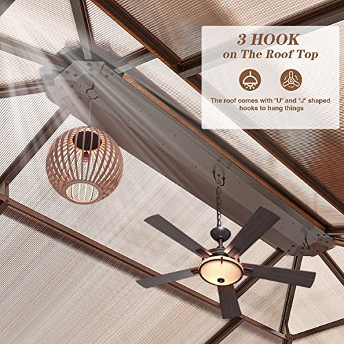 EROMMY 10' x 12' Hardtop Gazebo, Aluminum Frame Gazebos with Galvanized Steel Double Roof, Permanent Outdoor Metal Pavilion with Curtain and Netting for Patio, Lawn, Deck