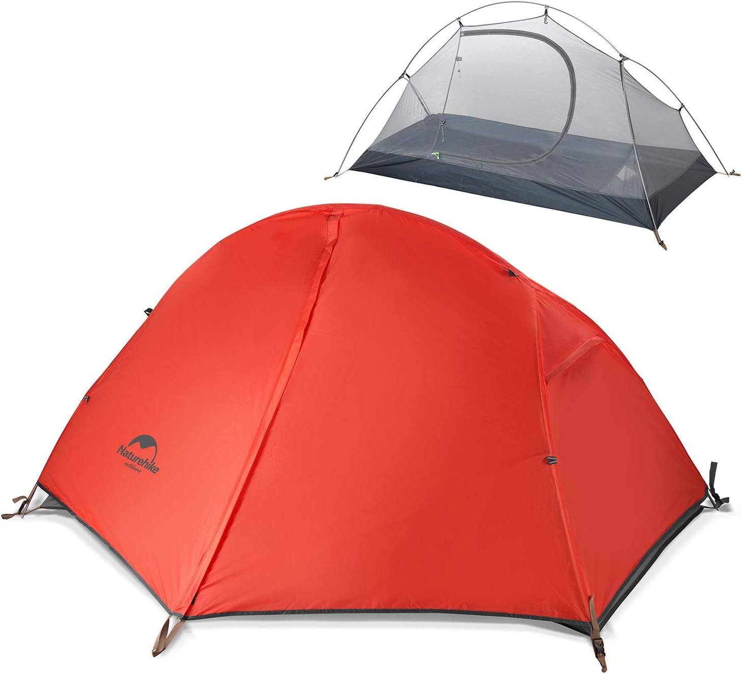 Naturehike Backpacking Camping Tent 1 Person Ultralight Waterproof Compact Portable Lightweight for Outdoor Hiking Cycling Bikepacking, 3-4 Season, Easy Setup, Anti-UV, Large Size with Footprint
