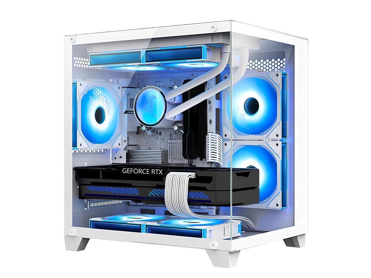 Orangexin Pontos Gaming PC -AMD Ryzen7 5700G 3.8GHz ,Radeon RX 6500XT 4G,32GB DDR4 RAM,1TB M.2 PCIe SSD Desktop, Liquid Cooler, WIFI, RGB Fans, HDMI,Bluetooth,Windows 11 Pro-White