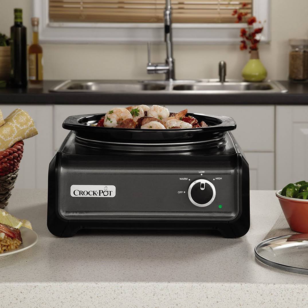 Crock-pot 2 PC Hook Up Connectable 2 qt Roundu0026 5 qt Oval Black SCCPMDPK25-CH