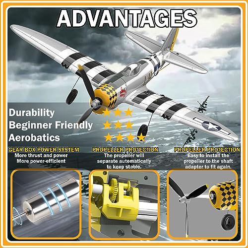 RC Plane 4-CH RC Airplane – RC Airplane Ready to Fly Upgrade P-40 Warhawk Remote Control Airplanes for Beginners Adult with Beginners with Xpilot Stabilization System