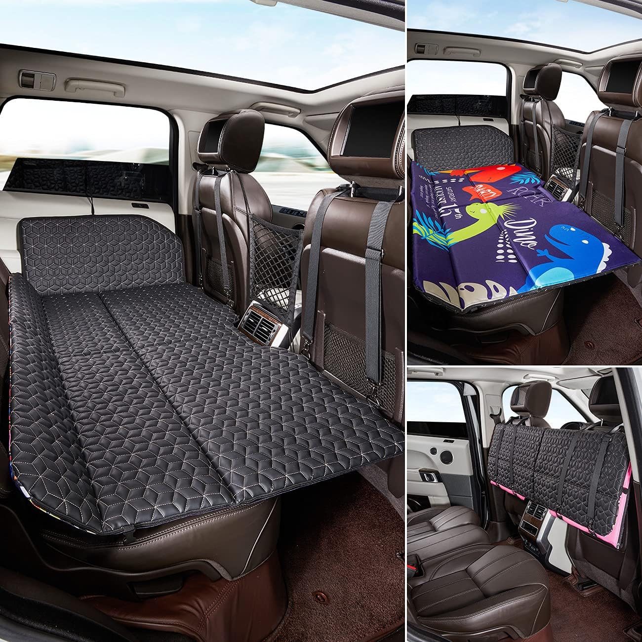 ABE Non-Inflatable Car Mattress,Double-Sided Folding Car Bed Mattress SUV,Portable SUV Mattress, Car Camping Mattress Back Seat,Car Travel Camping Mattress for Sleeping(Dinosaur World)
