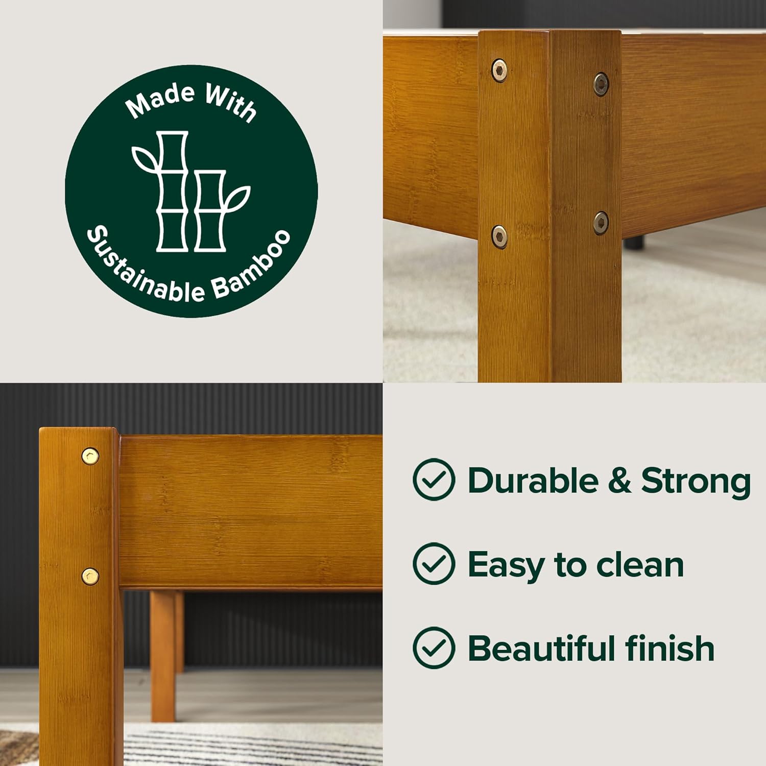 Zinus Ellie 14 Inch Bamboo Platform Bed Frame, Wood Slat Support, No Box Spring Needed, Easy Assembly, Full