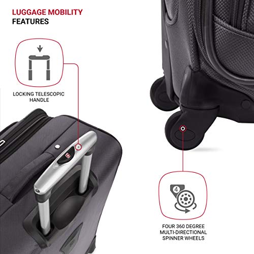 SwissGear Sion Softside Expandable Luggage, Black, Checked-Large 29-Inch