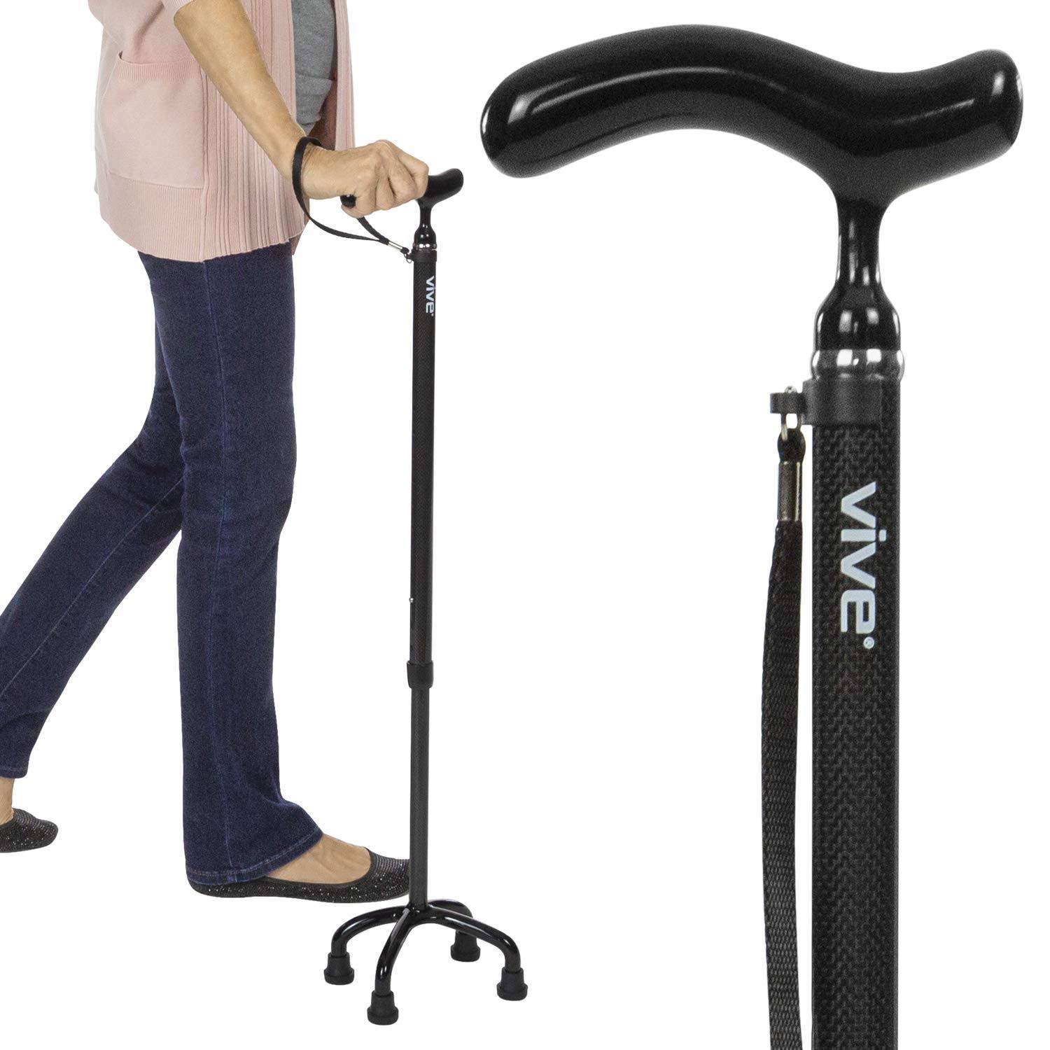 Vive Carbon Fiber Quad Cane - Ultra Lightweight Walking Stick