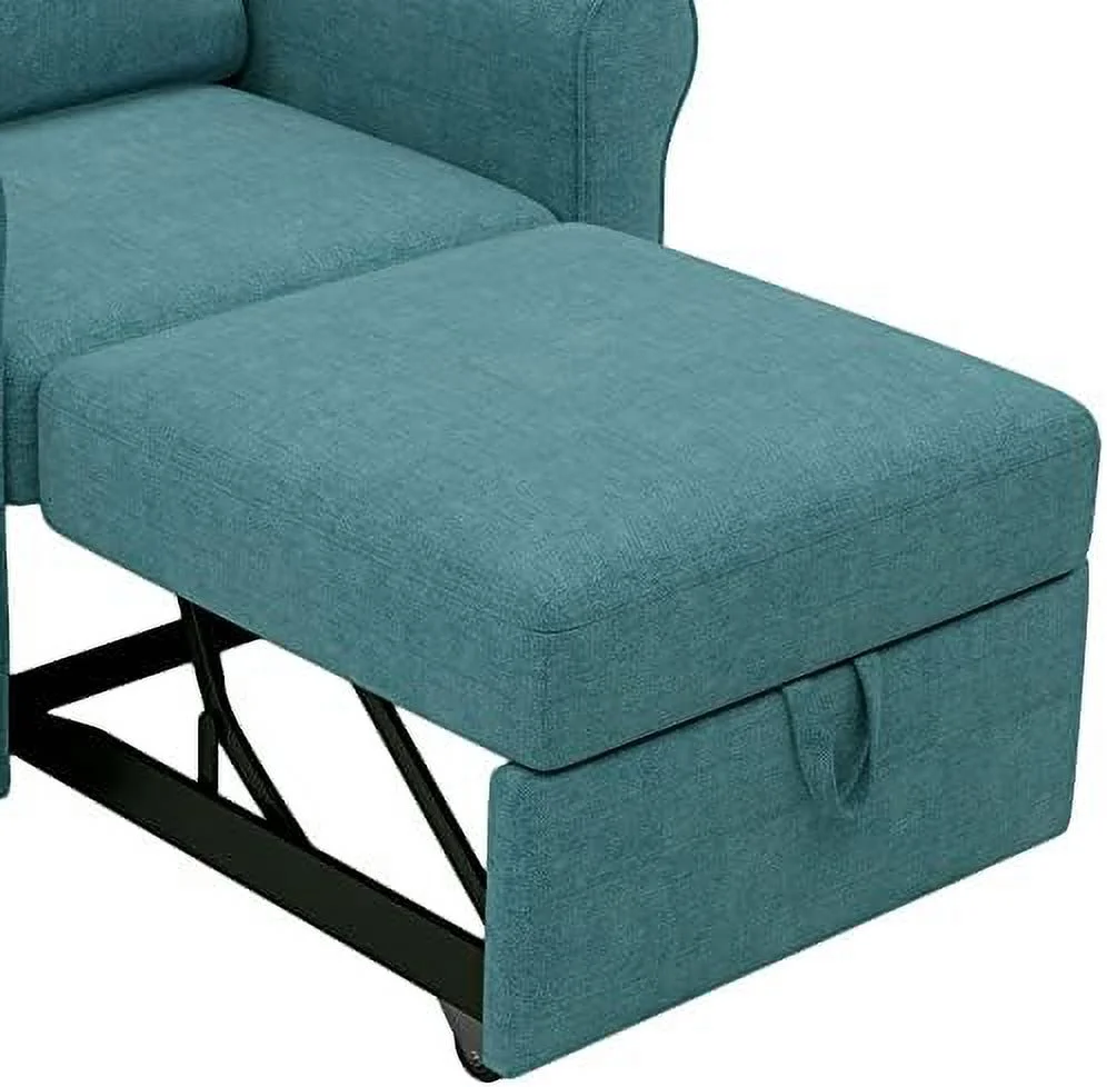 YZboomLife 3-in-1 Sofa Bed Chair  Convertible Sleeper Chair Bed with Adjustable Backrest Into  Sofa  Single Bed  Modern Chair Bed for Living Room Bedroom Teal