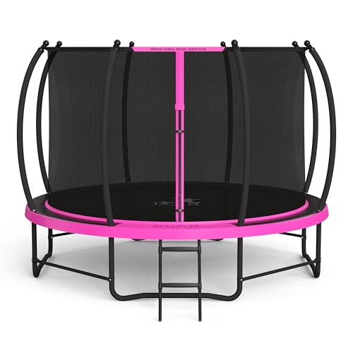 BCAN 8FT 10FT 12FT 14FT 15FT 16FT Recreational Trampoline with Enclosure for Kids Adults, ASTM Approved, Outdoor Trampolines with Ladder for Kids