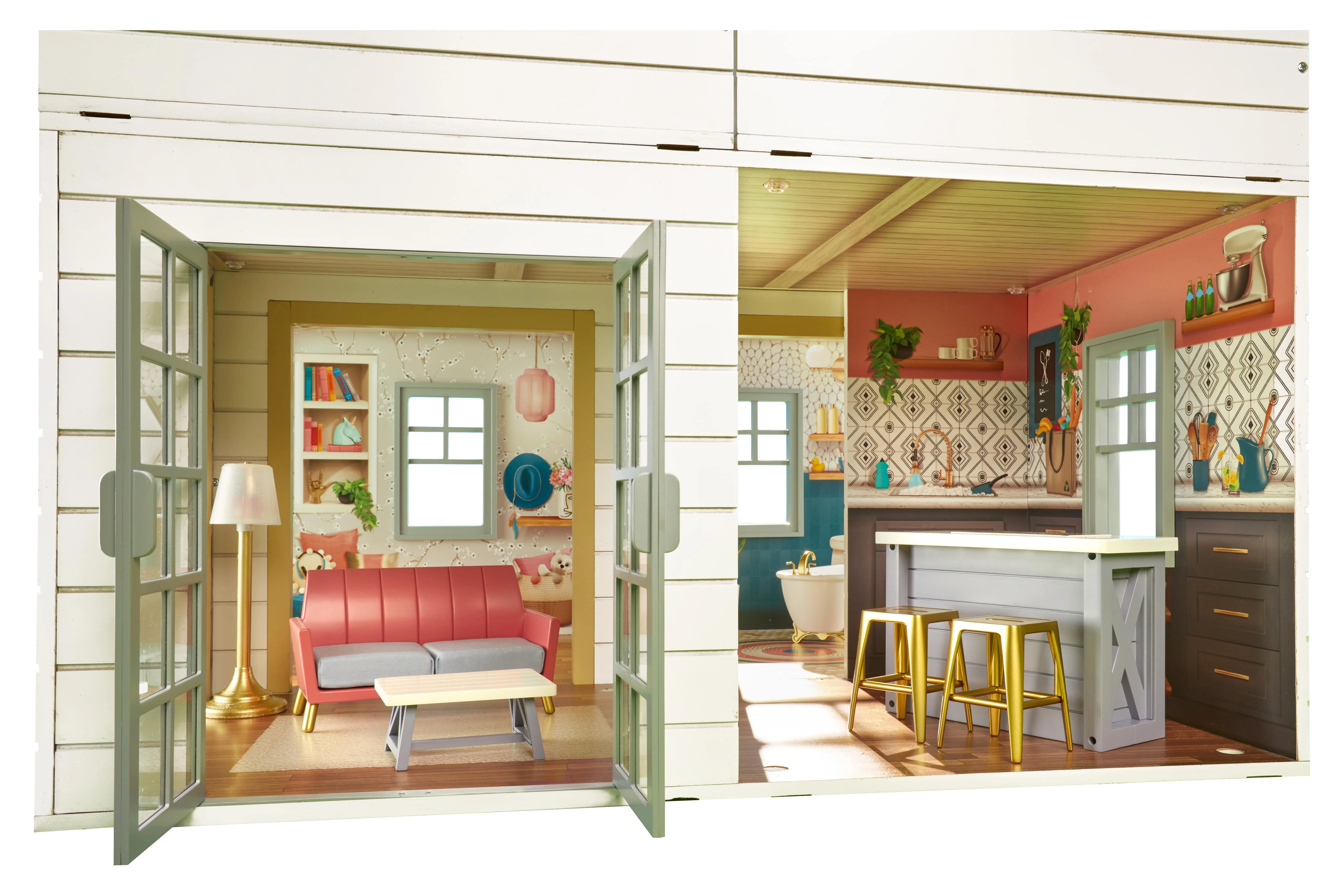Little Tikes Real Wood Stack ‘N Style Dollhouse with 14 Accessories