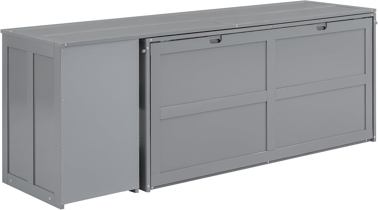 Merax Murphy Bed Queen Size, Murphy Cabinet Bed with Rotatable Desk and Shelves, Gray