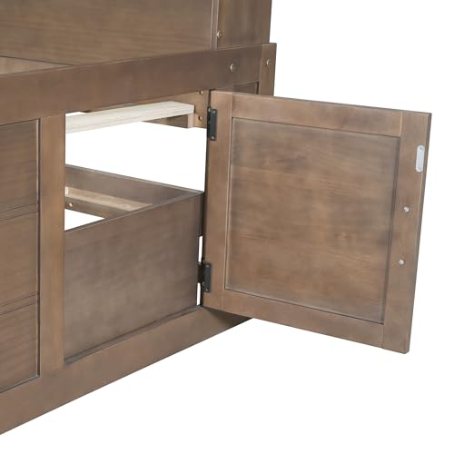 Harper & Bright Designs Full Captain’s Bed with Trundle, Drawers, Bookcase, Solid Wood Full Storage Daybed Frame for Kids Guests, No Box Spring Needed (Full Size, White)