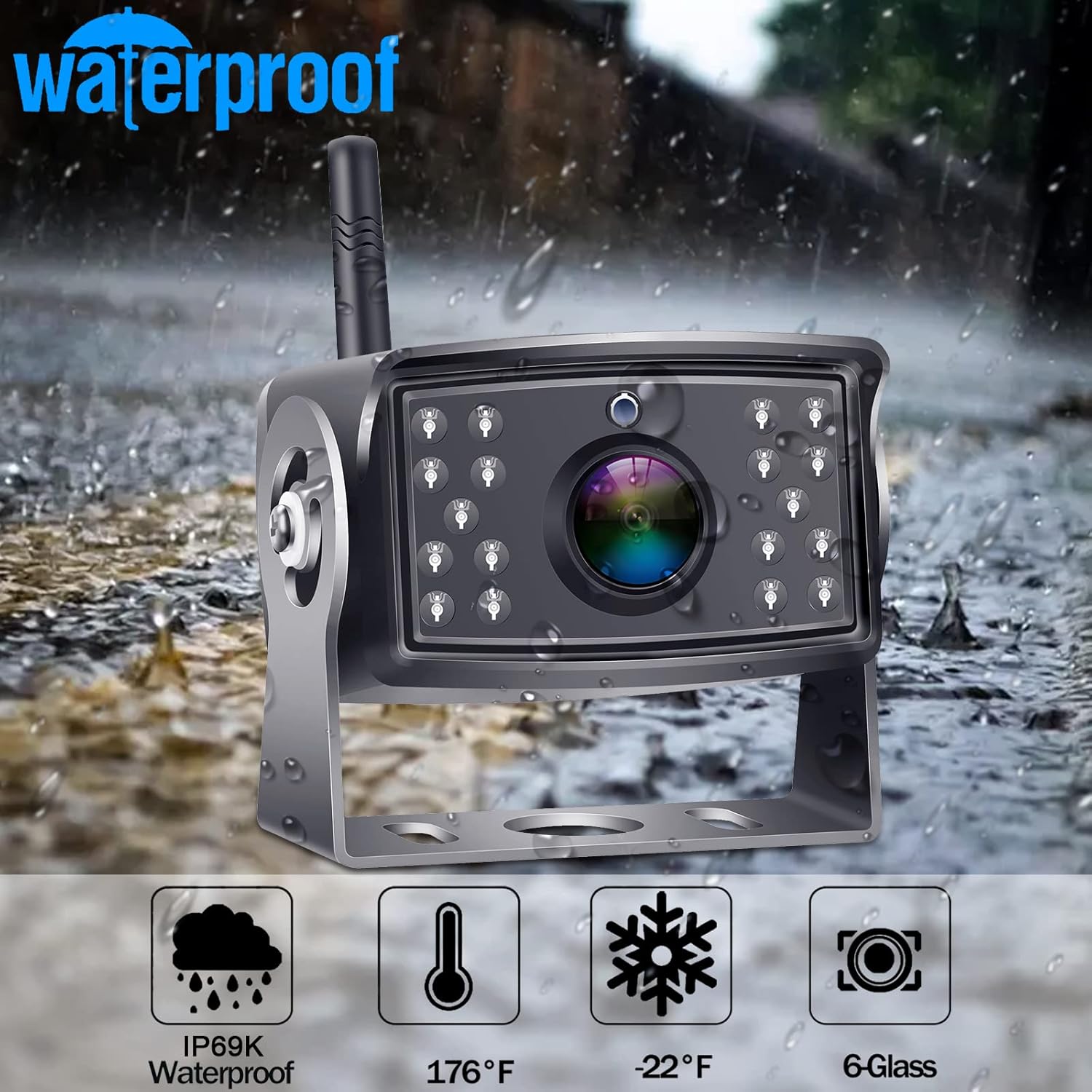 Wireless Backup Camera RV HD 1080P 7 Inch Monitor for Truck Four Channels DVR Recorder Bluetooth Rear View System Night Vision Yakry Y31