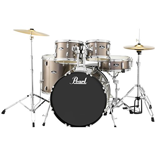 Pearl Roadshow Drum Set 4-Piece Complete Kit with Cymbals and Stands, Charcoal Metallic (RS584C/C706)