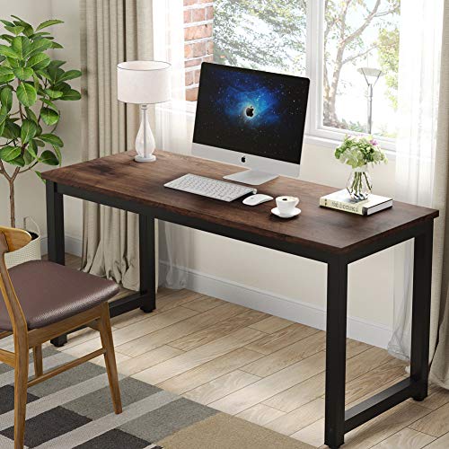 Tribesigns Modern Computer Desk, 63 x 31.5 inch Large Executive Office Desk Computer Table Study Writing Desk Workstation for Home Office, Spliced Desktop, White