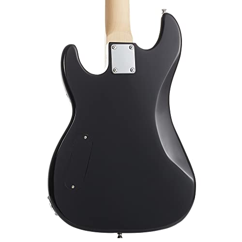 Full Size Electric Bass Guitar with 15-Watt Amp, Blue - 4 String Right Handed Beginner Kit with Gig Bag and Accessories