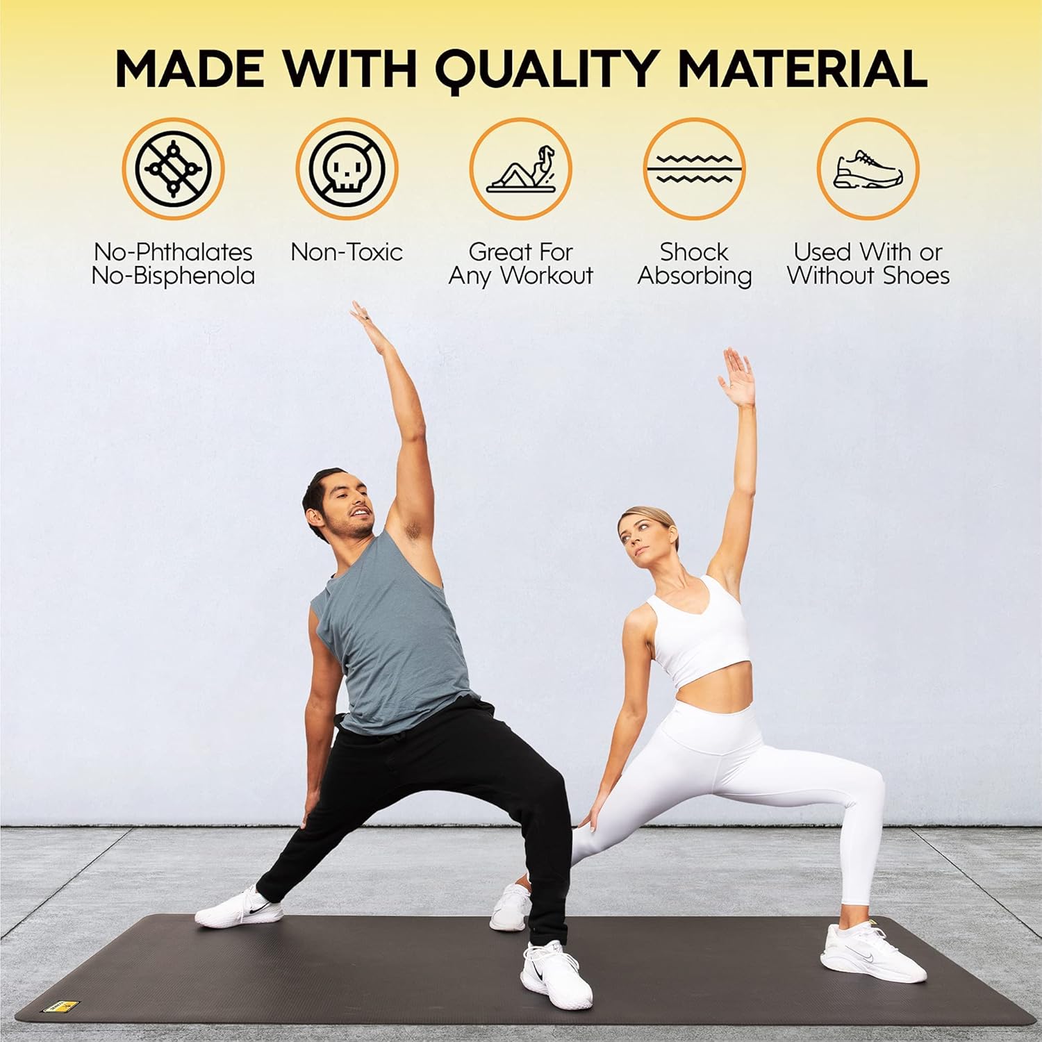 Premium Large Exercise Mat - 6 ft X 4 ft X 1/4" Thick Durable Workout Mat For Home Gym Flooring - Works Great For All Cardio, Yoga Mat, Exercise Bike Mat - Use With Or Without Shoes