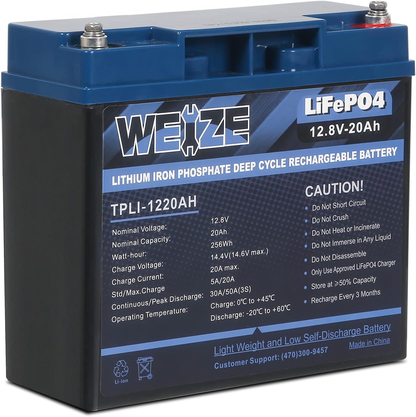 Weize 12V 200Ah LiFePO4 Lithium Battery, Up to 8000 Cycles, Built-in Smart BMS, Perfect for RV, Solar, Marine, Overland/Van, and Off Grid Applications