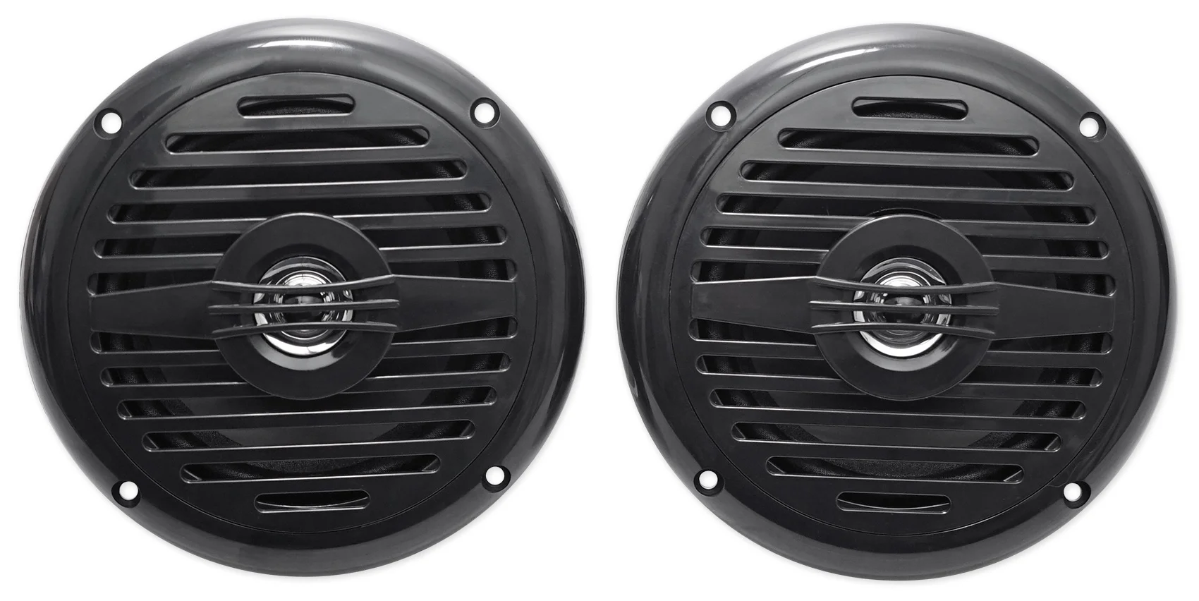 (2) Rockville 5.25" 360° Swivel Black Aluminum Surface Mount Boat Speakers