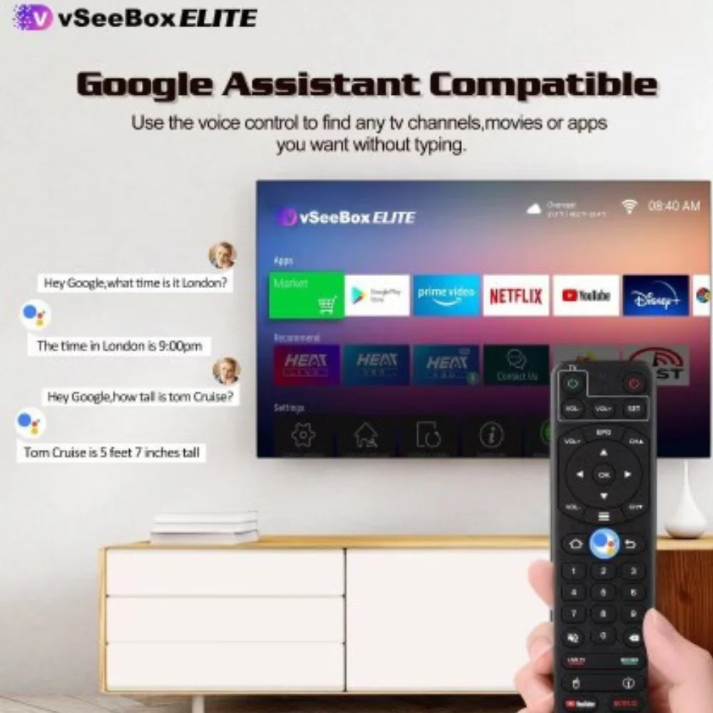 2023 Newest vSeeBox Elite, Newest Smart Android TV Box with Voice Remote Control, Backlit Mini Keyboard and 2Meters 8K HDMI Cable (4G RAM+ 128G ROM)