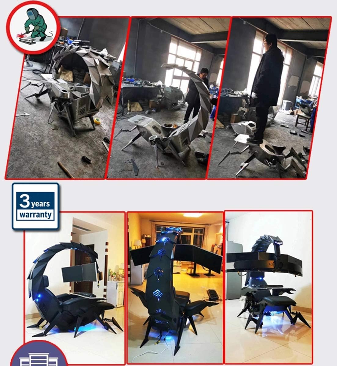 Super Deluxe Racing Gaming Chair Executive Office Cockpit Gaming Station Video Gaming Chair Computer Table and Chair High-Back Swivel Chair with Headrest Lumbar Support