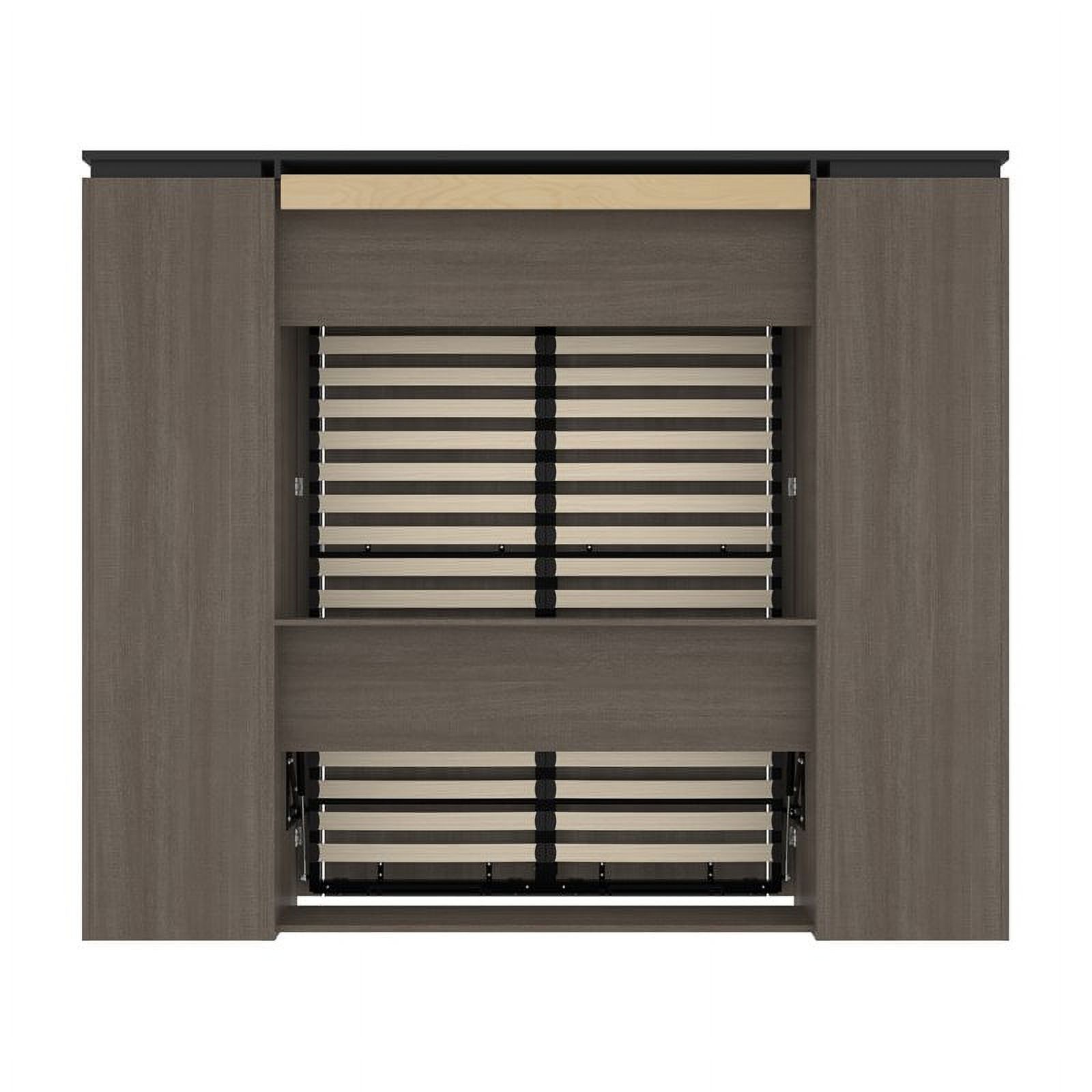 Atlin Designs 98" Full Murphy Bed and 2 Bookcases with Drawers in Bark Gray
