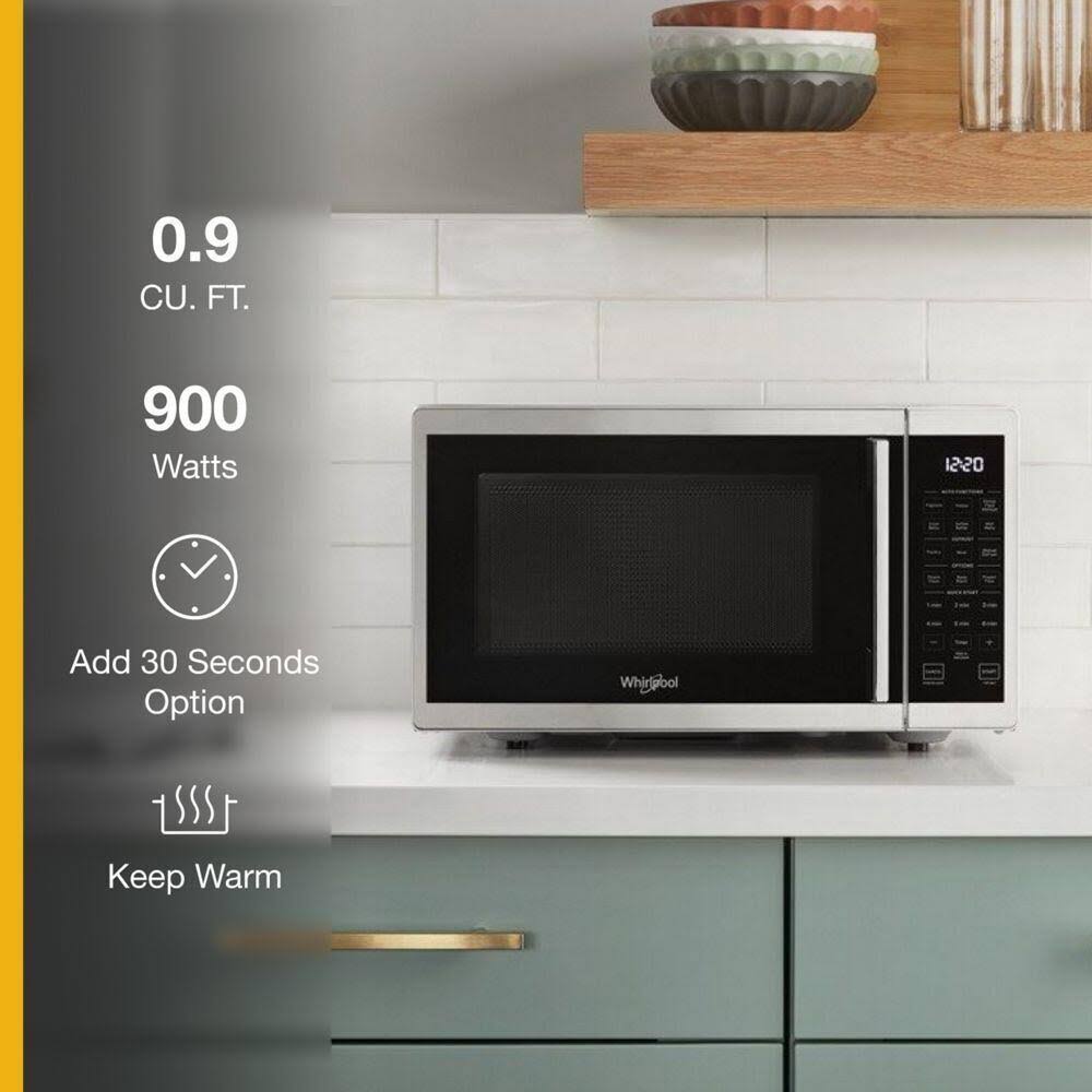 Whirlpool 0.9 Cu. ft. Capacity Countertop Microwave with 900 Watt Cooking Power WMC30309LS - Heritage Stainless Steel