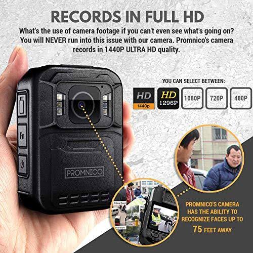 Promnico Police Body Camera for Law Enforcement Wearable Video + Audio Body Camera with Night Vision for Security Guards, Police