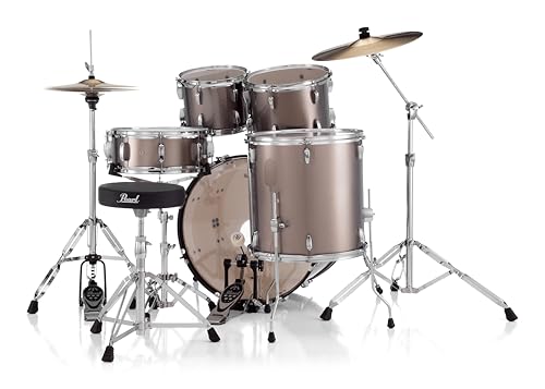 Pearl Roadshow Drum Set 4-Piece Complete Kit with Cymbals and Stands, Charcoal Metallic (RS584C/C706)