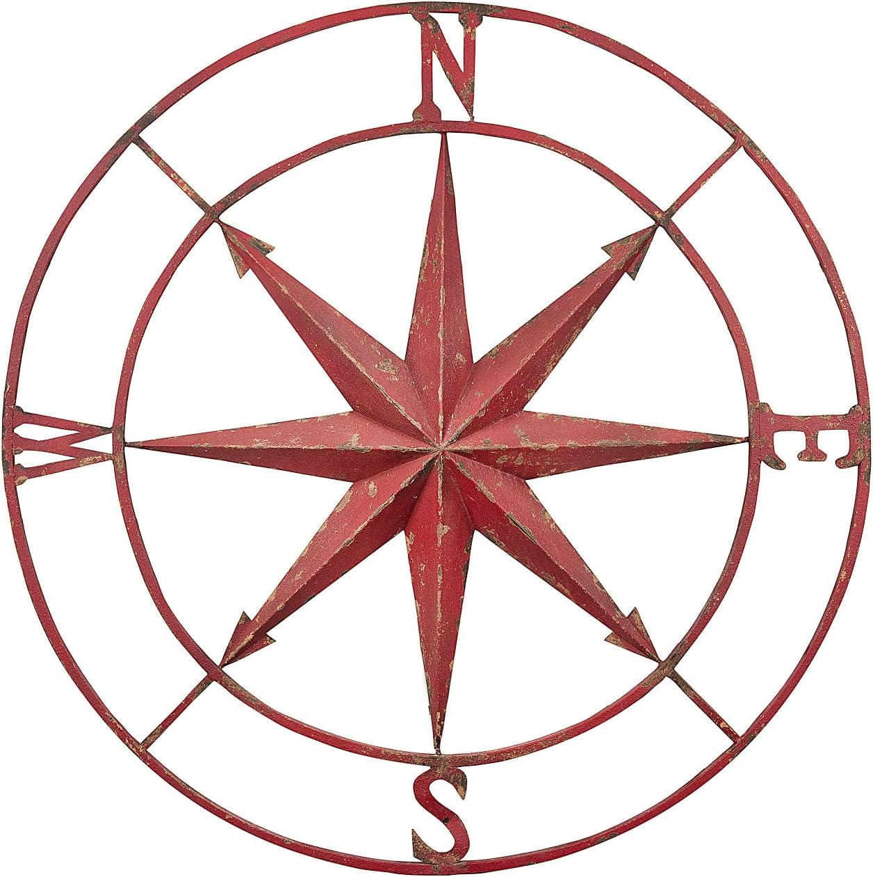 Creative Co-op Decorative Round Metal Compass Wall D&eacute;cor, 30", Black,DA7818
