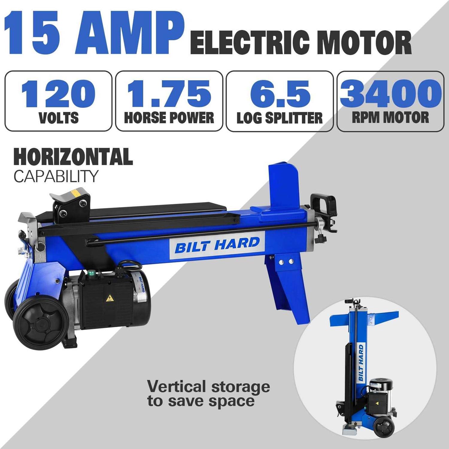 Bilt Hard Log Splitter 6.5 Ton Wood Splitter Electric Powered 15Amp - Shop Hardware Tools Online Store