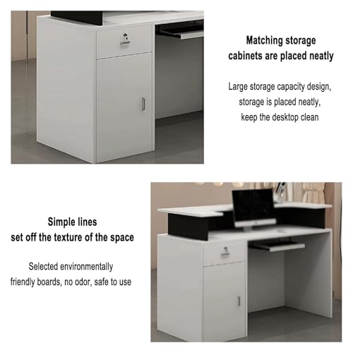 Standing Reception Desk with Led Light Counter Table Simple Retail Counter Lockable Checkout Counter Wooden Computer Table