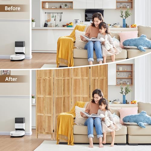 6 Panel Room Divider, 5.6Ft Wood Room Divider and Folding Privacy Screens, Room Divider Wall Freestanding Room Partitions, Room Dividers Screen for Home Office Restaurant Bedroom, Dark Brown