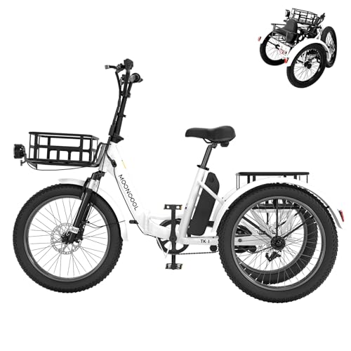 Electric Trike, Electric Tricycle for Adults, 20" Folding 3 Wheels Electric Bicycle Bikes, 48V 500W Motorized Electric Ebike with Aluminum Frame, Removable Battery and Basket