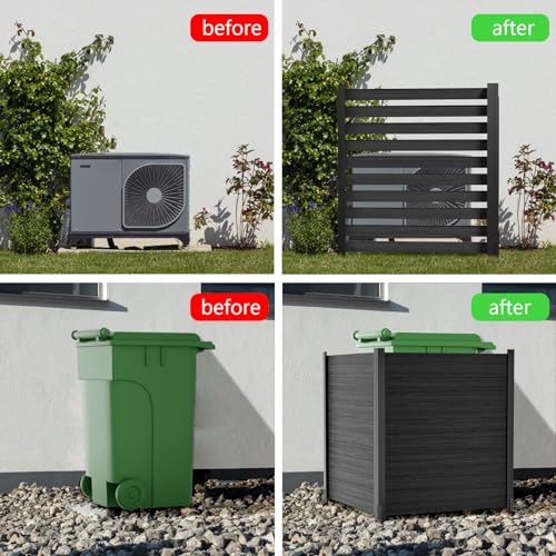 ROOMTEC 38"W X 42"H Air Conditioner Fence Panels, 2 Panels Privacy Fence for Outside Privacy Screens Trash Can Enclosure with Metal Stake,Trash Can Screen Fence Pool Equipment Fence, Wood