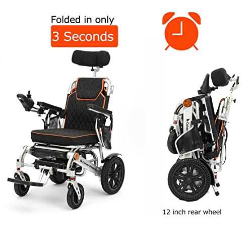 Culver Mobility Shawk Electric Wheelchair for Adults, All Terrain Lightweight Foldable Wheelchairs,Power Motorized Electric Wheel Chair, Comfortable Remote Control Mobility Aid (Gray)