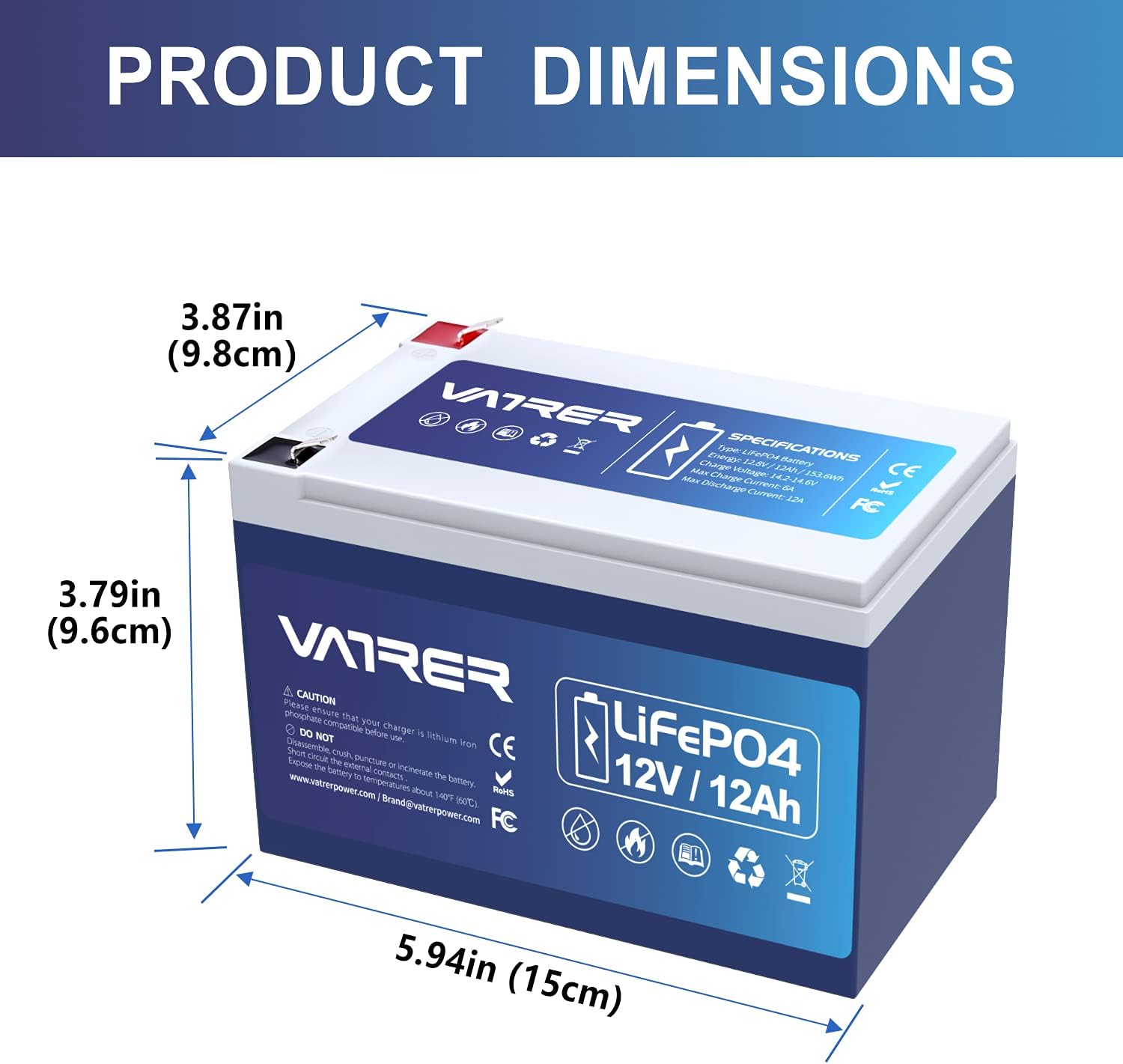 12V 200AH Lithium Iron LiFePO4 Deep Cycle Battery, Built-in 200A BMS, 2000+ Cycles Rechargeable Lithium Ion Battery, Perfect for RV/Camper, Solar, Marine, Overland/Van, and Off Grid Applications