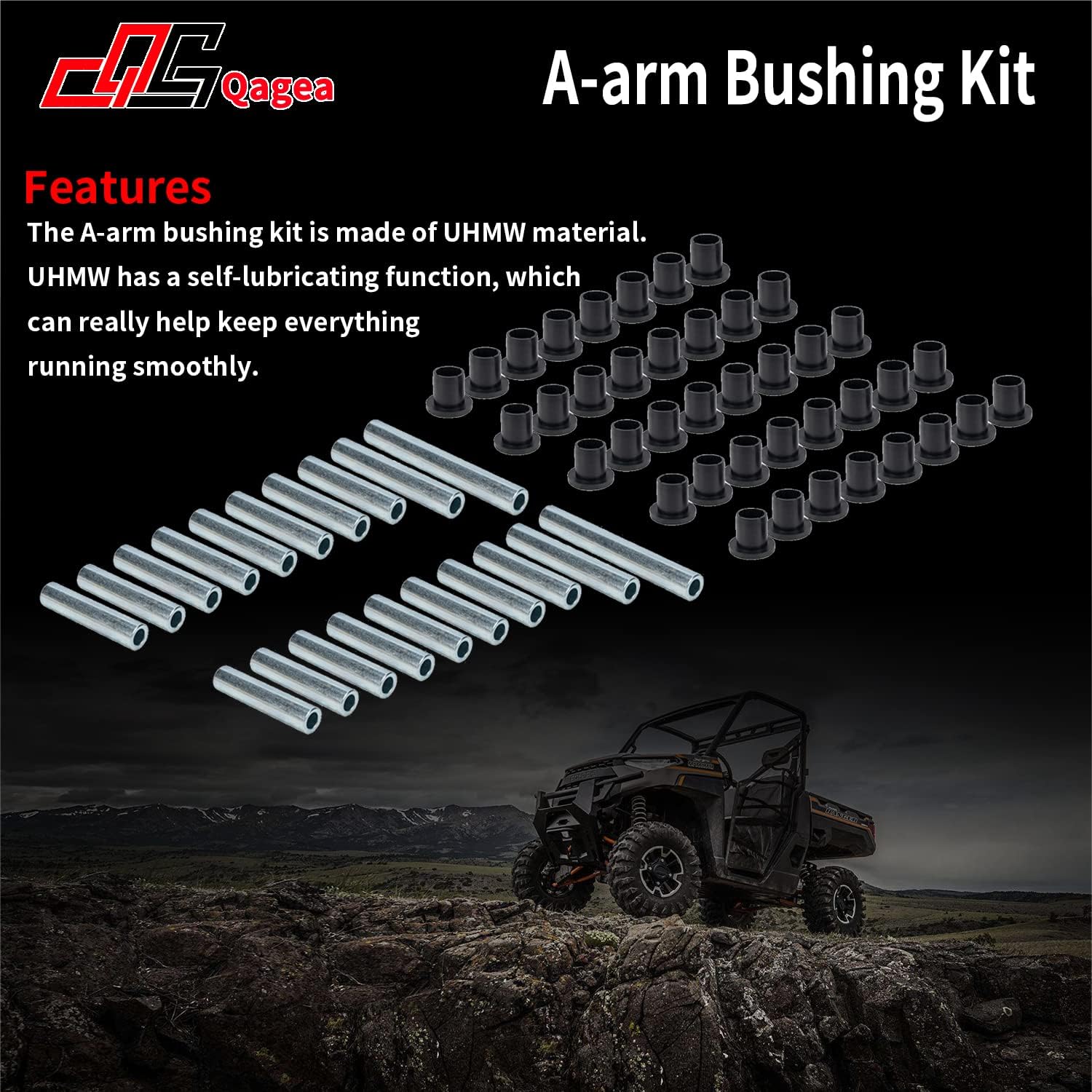 Heavy Duty A-Arm/UHMW Control Arm Bushing Kit Replacement for 2010-2014 Polaris Ranger Full Size XP 800 Replaces AAB-P-RAN-K2-002 Pack of 2