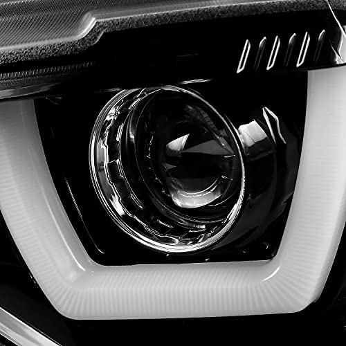 SPEC-D TUNING Chrome LED Dual Halo Projector Headlights Compatible with 2011-2014 Dodge Charger, Left + Right Pair Headlamps Assembly